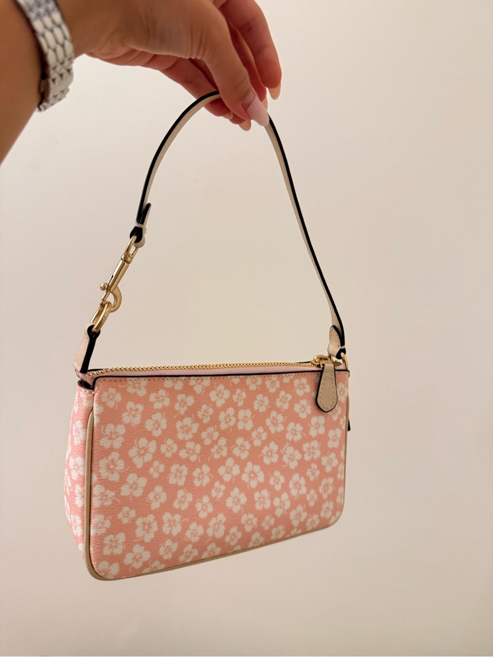 Coach Pink and White Floral Shoulder Wristlet - Picture 3 of 6